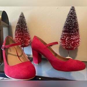 Elegant Red Mary Jane Heels